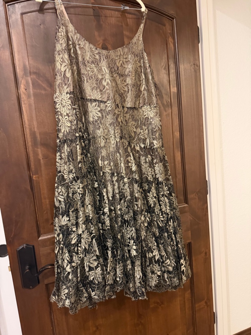 PAULE KA gold foil  Silk-Lined dress. Worn for a wedding. Fits Small to large